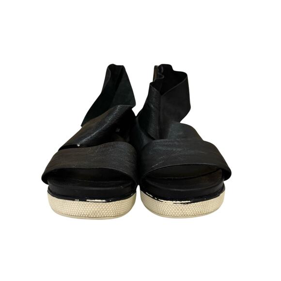 Eileen Fisher Sport Tumbled Black Leather Sneaker Sandal Zip Wedge Womens Size 8 - Picture 3 of 7